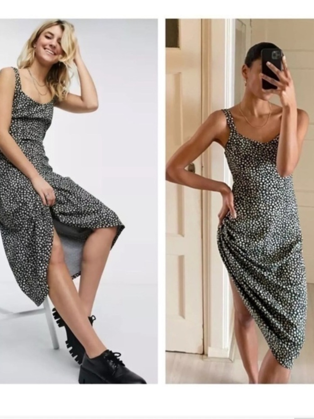 Free People XS Black Daisy print Midi Dress